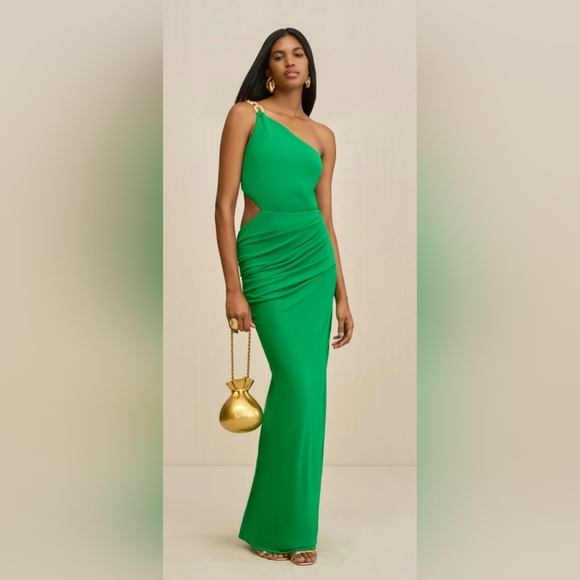 Cult Gaia Cobie One-shoulder Chainlink Gown Size Sm, Green - Picture 6 of 11